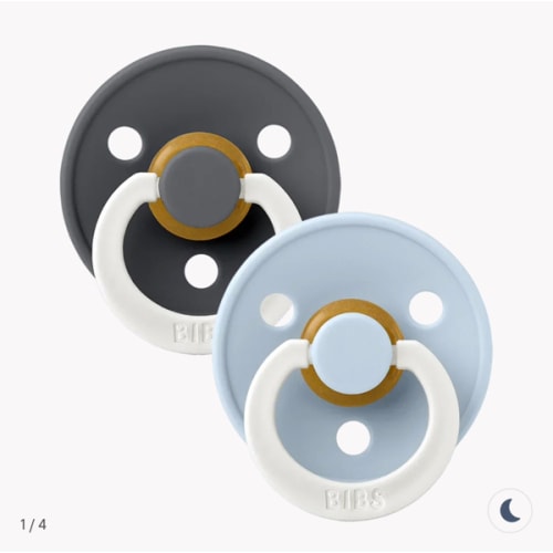 Colour GLOW Pacifiers 2 Pack - Iron/Baby Blue