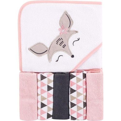 Luvable Friends Unisex Baby Hooded Towel with Five Washcloths, Deer, One Size