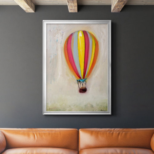 Latitude Run® Lucky Hot Air Balloon Premium Framed Print - Ready To Hang SILVER FRAME | Wayfair