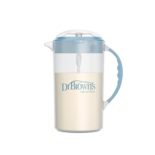 Dr. Brown's Baby Formula Mixing Pitcher with Adjustable Stopper, Locking Lid & No Drip Spout, Blue, BPA Free, 36oz, 1 Pack