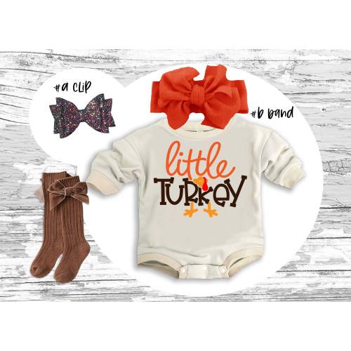 Thanksgiving baby Outfit little turkey super soft cozy warm oversized sweatsuit Thanksgiving girl Retro Thanksgiving outfit retro Romper