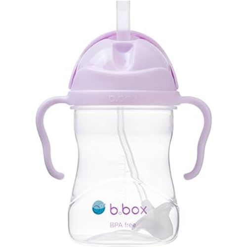 b.box Sippy Cup with Weighted Straw. Drink from any Angle, Leak Proof, Spill Proof, Easy Grip. BPA Free, Dishwasher Safe. For Babies 6m+ to Toddlers (Boysenberry, 8oz)