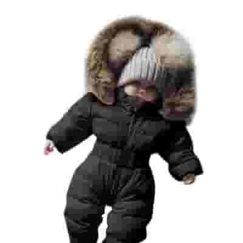 Bjutir Fashion Winter Coat For Children Baby Boy Girl Romper Jacket Hooded Jumpsuit Warm Thick Coat Outfit For 0-3 Months