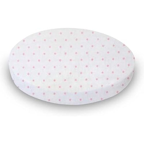 SheetWorld Baby Fitted Round Crib Sheet, 100% Cotton Jersey Hypoallergenic Sheet, Unisex Boy Girl, 42 x 42 inches, Pink Pindot, Made in USA