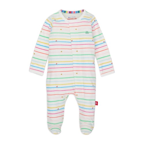 Rainbow Road Stripe Organic Cotton Footie, 3-6M