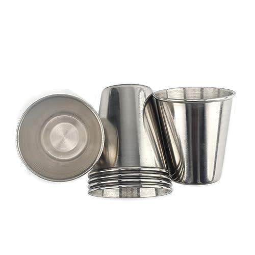 ASUNFO 6 Pack 2 Oz Stainless Steel Shot Glasses Cups Mini Metal Espresso Beer for Mug Home Restaurant Tequila Liquor Party