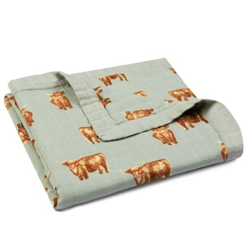 Highland Cow Big Lovey Three-Layer Muslin Blanket
