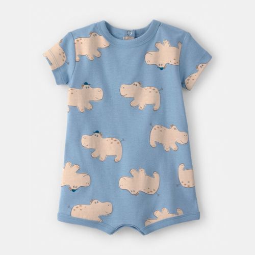 Baby Boy Hippo Short-Sleeve Romper - Blue | Carter’s Oshkosh Canada | 3 months