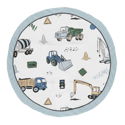 Sweet Jojo Designs Boy Baby Tummy Time Playmat Construction Truck Green Blue and Grey