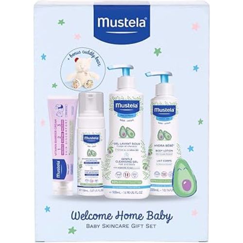 Mustela Welcome Home Baby Set for Normal Skin - 4pc | Gift Set - Hydra Bebe Body Lotion, Vitamin Barrier Cream, Gentle Cleansing Gel, Foam Shampoo | Tested by Dermatologists and Paediatricians : Amazon.com.au: Baby