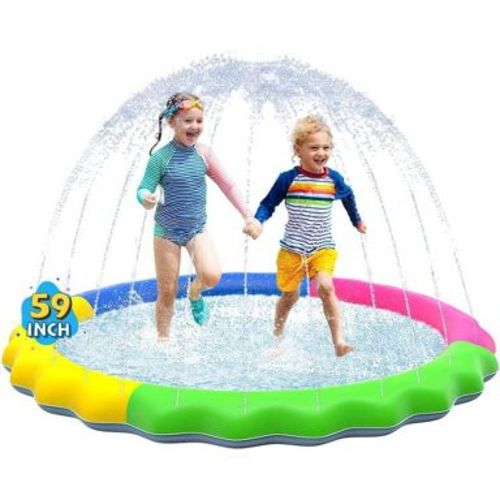 Jasonwell Non-Slip Splash Pad for Kids & Dogs, 59" Thickened Sprinkler Pool, Fun Outdoor Water Toy for Children & Pets, Multicolored