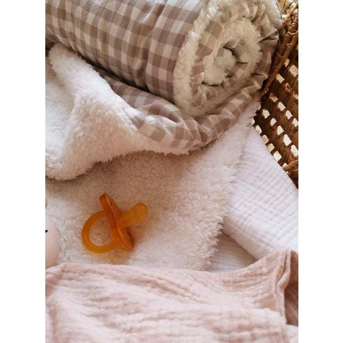 Gingham and high pile fleece baby blanket