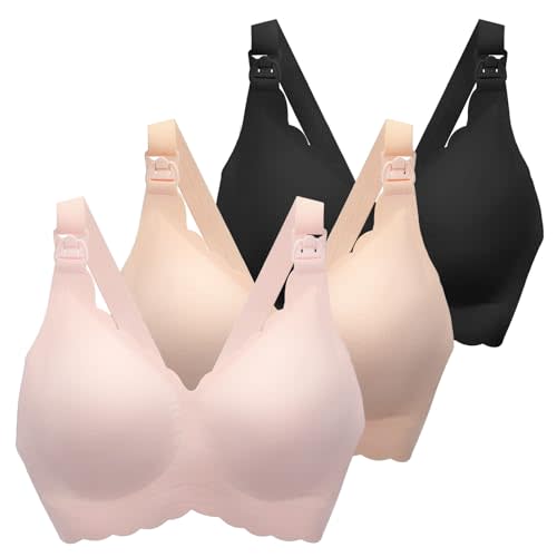 MomWills Nursing Bras for Breastfeeding, Seamless Ultra Comfort Maternity Bra, Natural Shape Pregnancy Bras for Women