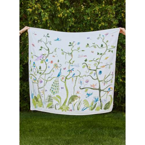 Tropical Chinoiserie Shawl Blanket