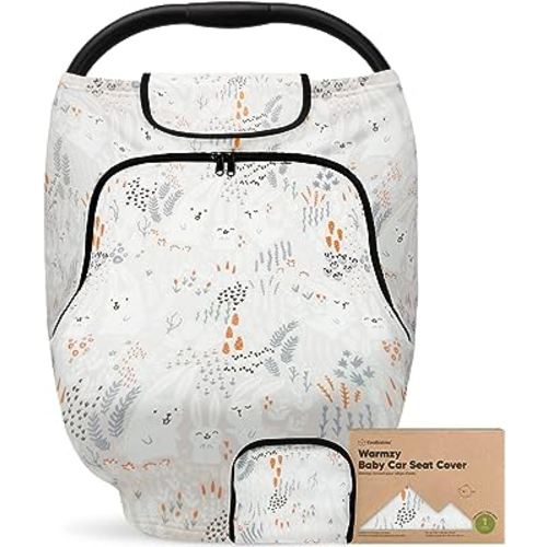 Car Seat Cover for Babies - Baby Car Seat Canopy for Spring, Autumn, Winter - Universal Stretch Fit Car Seat Covers for Boys, Girls - Breastfeeding Nursing Cover - Infant Carseat Cover (Fable)