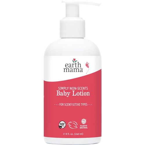Earth Mama Simply Non-Scents Baby Lotion for Dry Skin, Calendula Cream, Skin Care for Kids, Organic Moisturizer, Unscented Lotion with Aloe Juice, Rooibos, & Shea Butter, 8-Fl oz