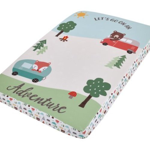 Little Love by NoJo Retro Happy Camper Photo Op Fitted Mini Crib Sheet