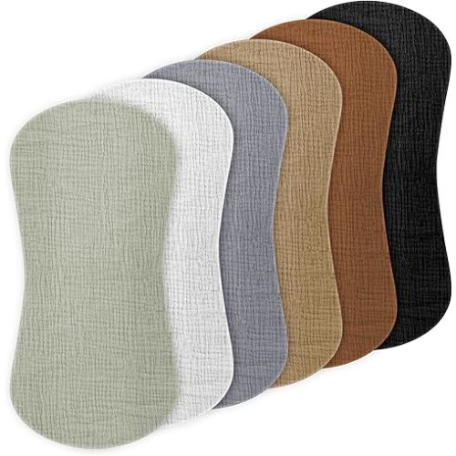Muslin Burp Cloths for Baby, 6PCS Baby Burp Cloths for Boys Girls, 100% Cotton Burp Rags 20''X10'', Soft and Absorbent Burp Rags Neutral for Newborn