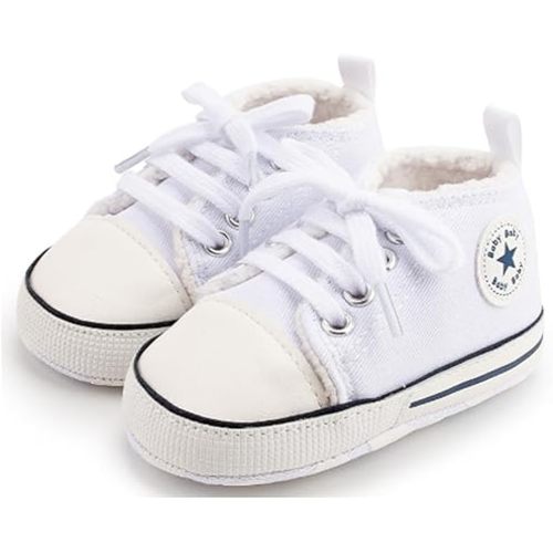 Unisex Baby Girls Boys Canvas High-top Shoes, Newborn Infant Anti-Slip Soft Sole Frist Walking Breathable Sneakers