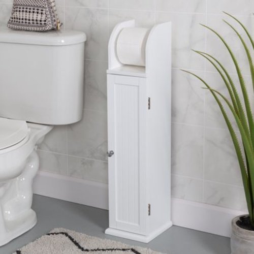 Mainstays Slim Bath Cabinet with Toilet Paper Holder, White