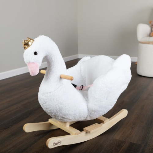 Happy Trails Rocking Horse - Plush Swan Animal Rocker for Ages 3 and Up
