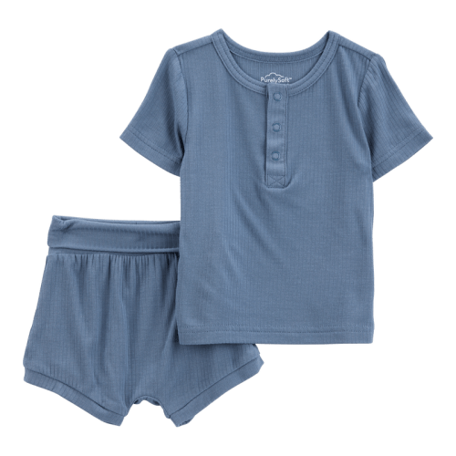 Navy Baby 2-Piece PurelySoft Outfit Set - Navy | Carter’s Oshkosh Canada