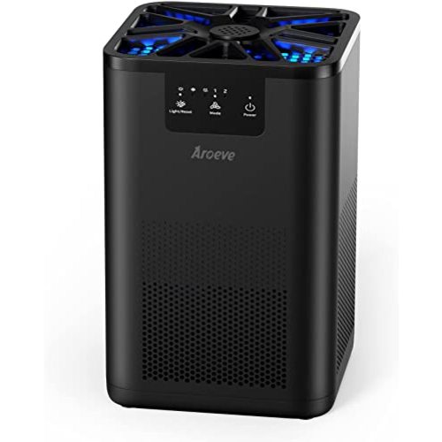 AROEVE Air Purifiers for Bedroom Air Purifier With Aromatherapy Function For Pet Smoke Pollen Dander Hair Smell 20dB Air Cleaner For Bedroom Office Living Room, MK06- Black(Available for California)