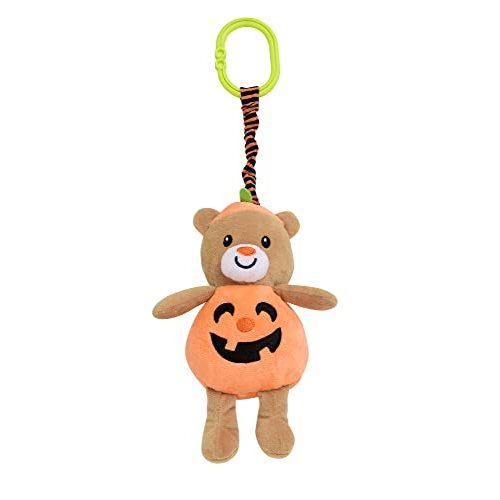 Baby Starters Magic Years Halloween Bear Chime Toy with Pull and Jiggle Vibration Feature and Travel Hook, Orange Pumpkin, 6 inch