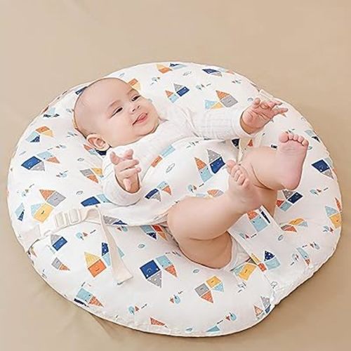 Newborn Lounger Pillow for Boys Girls, Soft Bassinet Wedge Baby Anti Reflux Newborn Nest, Removable Cover for Infant Nursing Lounger Pillow Cushion (Blue, 60cmx55cm)