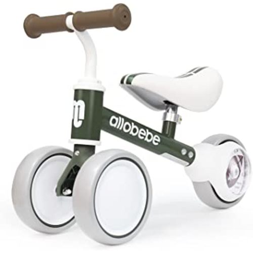allobebe Baby Balance Bike, Cute Toddler Bikes 12-36 Months Gifts for 1 Year Old Girl Bike to Train Baby from Standing to Running with Adjustable Seat Silent & Soft 3 Wheels (Green)