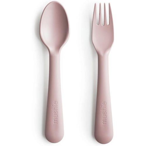 Mushie Flatware Fork and Spoon Set - Blush