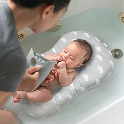 Baby Bath Mat, KAKIBLIN Baby Bath Cushion Soft Anti-Slip Bath Pad 0-6 Month Toddler Bath Pillow (Cloud)