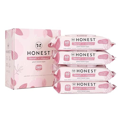 The Honest Company Nourish + Cleanse Naturally Scented Wipes | Cleansing Multi-Tasking Wipes | 99% Water, Plant Based, Hypoallergenic | Sweet Almond, 240 Count