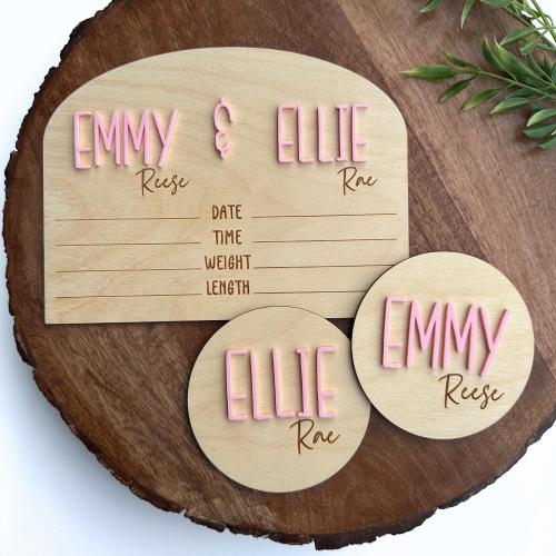 Personalized Twin Birth Stats Sign Gift - Unique Keepsake for Newborns