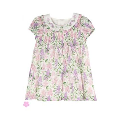 Baby Girls Printed Dress with Peter Pan Collar