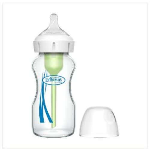 Dr. Brown's Natural Flow Anti-Colic Options+ Wide-Neck Glass Baby Bottle, with Level 1 Slow Flow Nipple