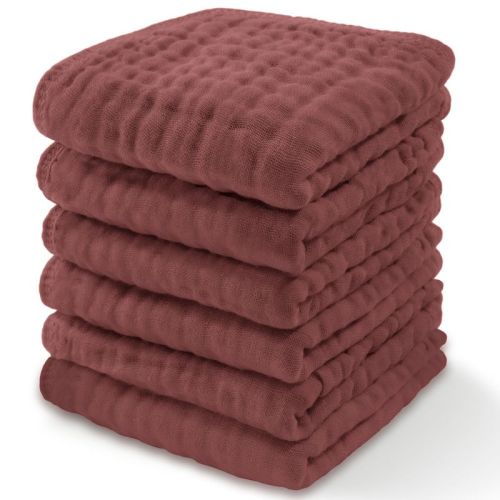 Baby Washcloths Muslin Cotton, Large 10”x10” by Comfy Cubs (Neptune, Pack of 6)
