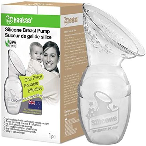 Haakaa Breast Pump with Silicone Nipple Silicone Breastfeeding Pump Manual Breast Pumps Milk Pump 100% Food Grade Silicone