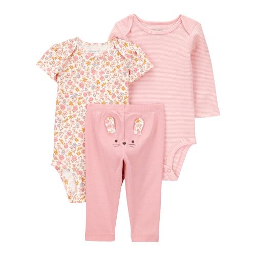 Baby Girl 3-Piece Floral Mouse Little Character Set® - Pink