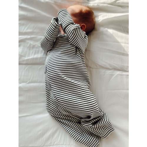 Black Stripe / Organic Ribbed Gown