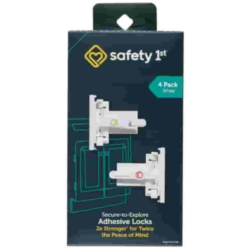 Safety 1st Secure-to-Explore Adhesive Locks (4 Locks), White, Toddler