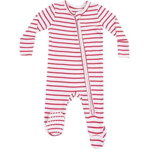 Angel Dear - 2 Way Zipper Footie (Size: 3-6M, Color: Stripe Vintage Red)