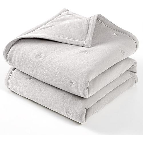 Lulu moon Baby Crib Blanket - Jersey Cotton Crib Quilt for Infant and Toddler Bedding - Lightweight Nursery Quilted Blanket for Girls and Boys 30x40''(Sliver Grey)