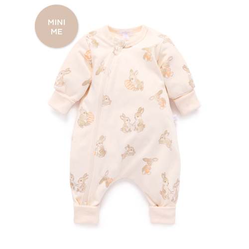 White Easter Bunny Padded Sleeve Onesie - Baby Sleepwear - Purebaby - Purebaby
