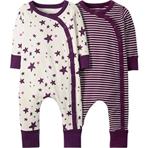 Moon and Back by Hanna Andersson Boys' Organic 2 Pack Long Sleeve Romper