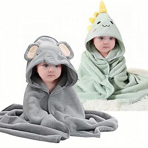 2 toallas con capucha para bebé, 31 x 31 pulgadas, toallas de baño para bebés súper suaves con capucha para niños pequeños de 1 a 3 años, toalla con capucha de viscosa altamente absorbente para