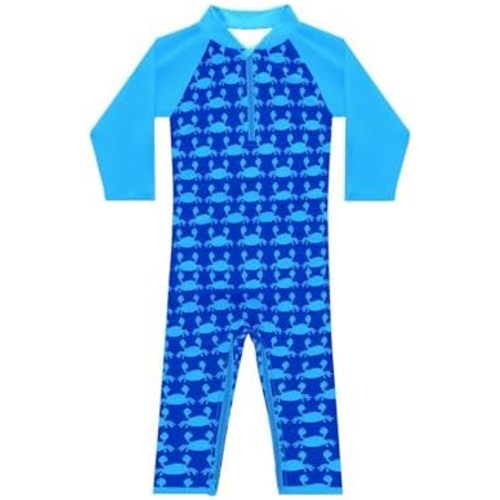 weVSwe Baby Toddler UPF 50+ Sun Protection Rash Guard Long Sleeve Swimsuit with Crotch Zipper