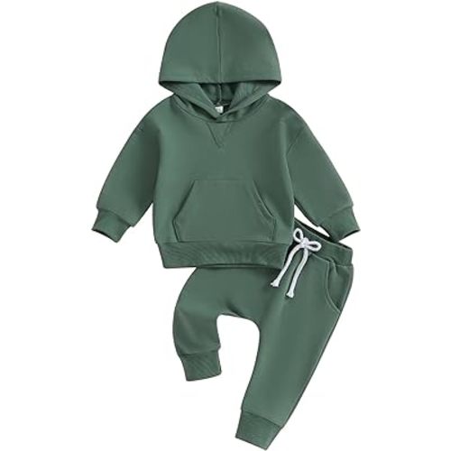 AEEMCEM Toddler Baby Boy Girl Clothes Solid Color Hoodie Sweatshirt Top and Jogger Pants Set 2 Piece Fall Winter Outfits