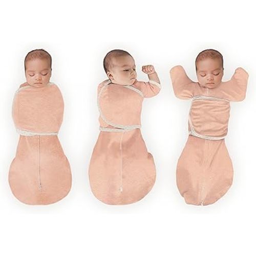 SwaddleDesigns Omni Swaddle Sack® Arms Up Half-Length Sleeves & Mitten Cuffs, Easy Swaddle Transition, Peach Blush, 0-3 Month