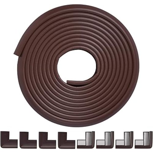 Foam Corner Protector Edge and Corner Guard, with 19 feet Length Foam Safety Bumpers, Baby Proofing Safety Table Corner Protectors - Coffee